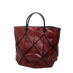 Bottega Veneta red leather black python handbag
